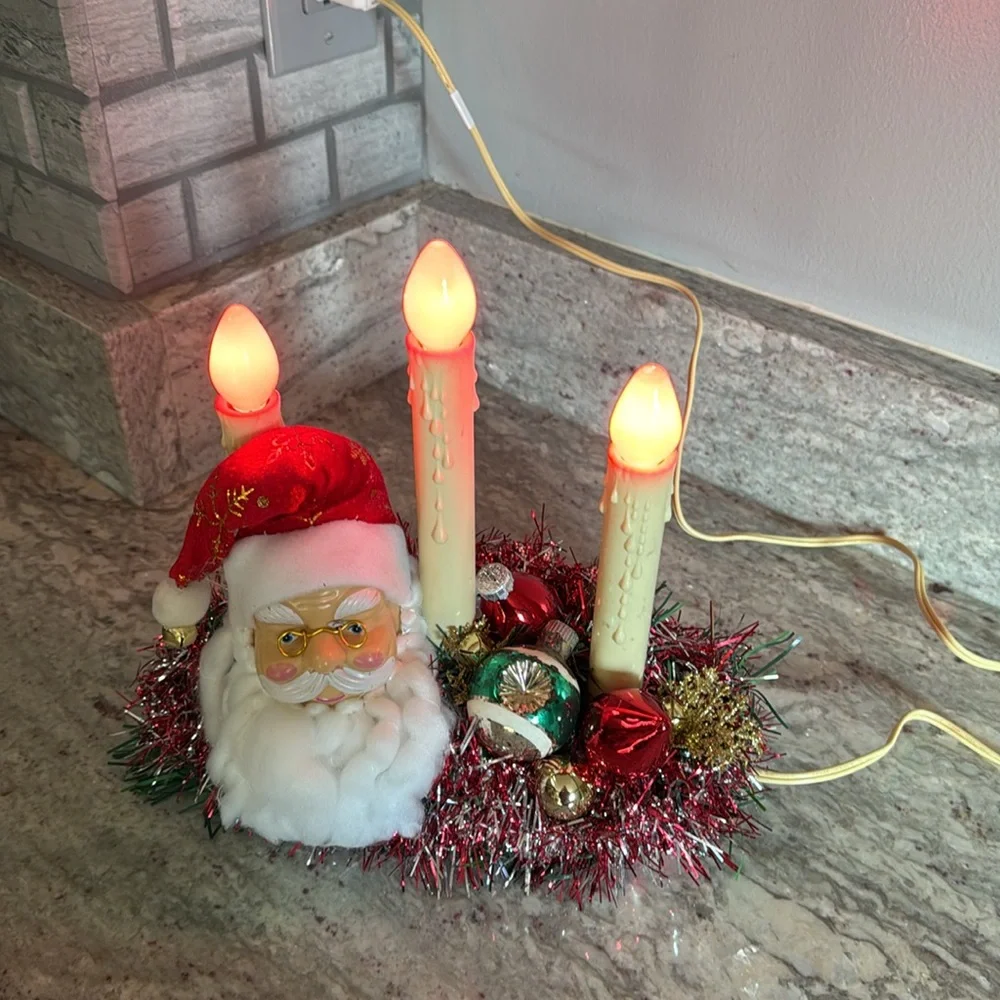 Vintage Santa Decorated Christmas Candle